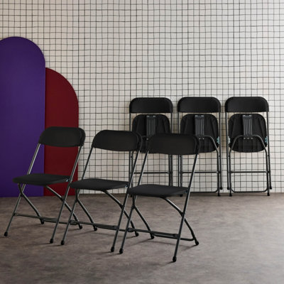 sweeek. Set of 6 folding event chairs Fiesta Charcoal Grey 44x81x50 cm