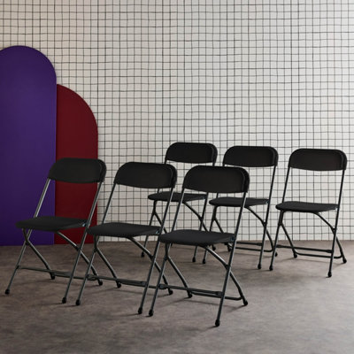 sweeek. Set of 6 folding event chairs Fiesta Charcoal Grey 44x81x50 cm