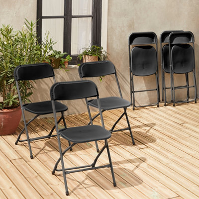 sweeek. Set of 6 folding event chairs Fiesta Charcoal Grey 44x81x50 cm