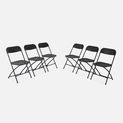 sweeek. Set of 6 folding event chairs Fiesta Charcoal Grey 44x81x50 cm