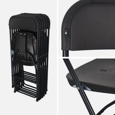 sweeek. Set of 6 folding event chairs Fiesta Charcoal Grey 44x81x50 cm