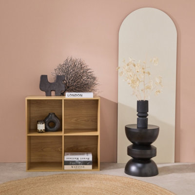 sweeek - Shelf / Bookcase with Light Wood-Effect Finish 4 Compartments W 70 x D 35 x H 70 cm    Kompo