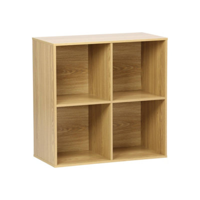 sweeek - Shelf / Bookcase with Light Wood-Effect Finish 4 Compartments W 70 x D 35 x H 70 cm    Kompo