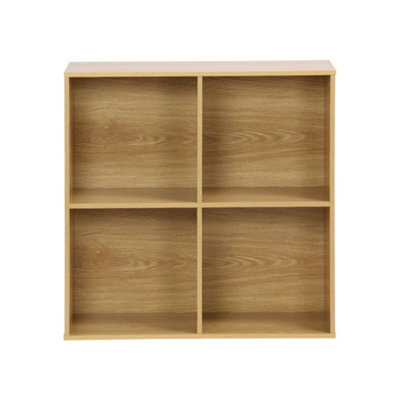 sweeek - Shelf / Bookcase with Light Wood-Effect Finish 4 Compartments W 70 x D 35 x H 70 cm    Kompo