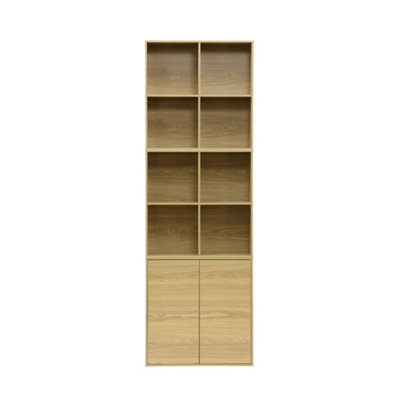 sweeek - Shelf / Bookcase with Light Wood-Effect Finish 4 Compartments W 70 x D 35 x H 70 cm    Kompo