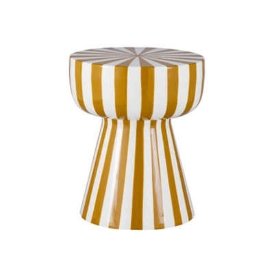 sweeek - Side table, coffee table, bedside table, enamelled steel two-tone stripes Yellow Ochre 34x34x41 cm - Ziggy