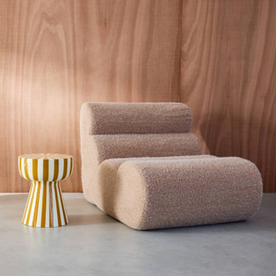 sweeek - Side table, coffee table, bedside table, enamelled steel two-tone stripes Yellow Ochre 34x34x41 cm - Ziggy
