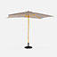 sweeek. Straight rectangular wooden parasol 2x3m - adjustable central mast in wood and hand pulley opening - Cabourg - Beige