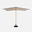 sweeek. Straight rectangular wooden parasol 2x3m - adjustable central mast in wood and hand pulley opening - Cabourg - Beige