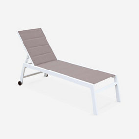 sweeek. Textilene and aluminium sun lounger 6 reclining positions Solis White 202x65x102 cm