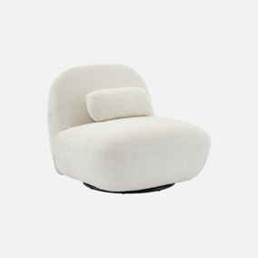 sweeek. Textured terry swivel armchair Spino Cream 85x85x75 cm