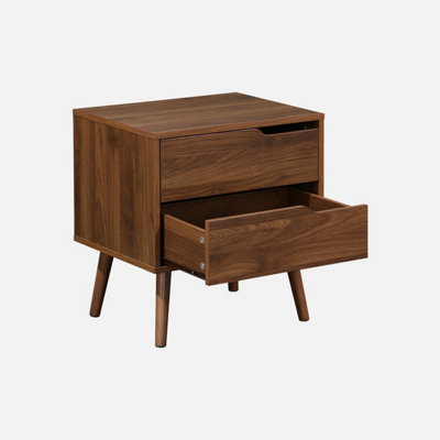 sweeek - Walnut wood-effect bedside table Nepal Walnut wood-effect 50x40x55 cm