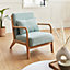 sweeek. Wooden armchair with scandi-style compass legs and cushion - Lorens - Water Green