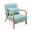 sweeek. Wooden armchair with scandi-style compass legs and cushion - Lorens - Water Green