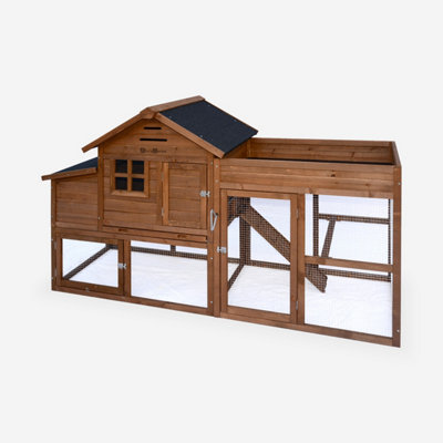 Sweeek Wooden Chicken Coop For 3 Chickens With Enclosure And