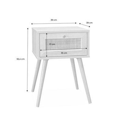 sweeek - Woven rattan bedside table with drawer Dark wood colour 39x39x55.4 cm - Boheme