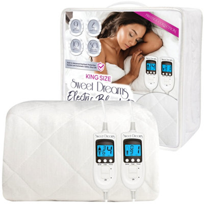 Sweet Dreams Electric Blanket King Size - Plush Fleece Quilted - 10 Timer u0026  9 Heat Settings - Overheat Protection | DIY at Bu0026Q
