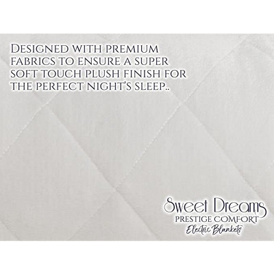 Sweet Dreams Electric Blanket King Size - Plush Fleece Quilted - 10 Timer & 9 Heat Settings - Overheat Protection