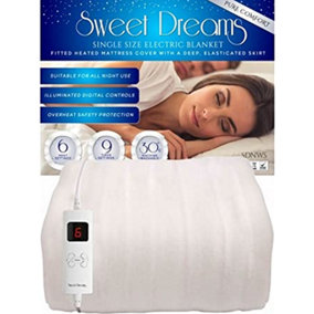 Sweet Dreams Electric Blanket Single Bed Size Machine Washable Elasticated Skirt - Overheat Protection