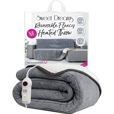 Sweet Dreams Heated Throw Electric Fleece, 9 Heat and 9 Timer Auto Shut ...
