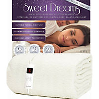 Sweet Dreams Luxury Fleece  Electric Blanket Single Size, Machine Washable Underblanket, Digital Control, Overheat Protection