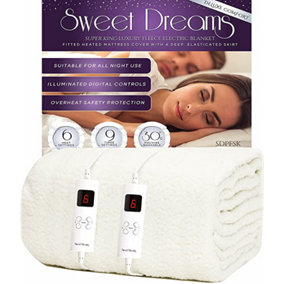 Sweet Dreams Luxury Fleece Electric Blanket Superking Size, Machine Washable Underblanket, Digital Control, Overheat Protection