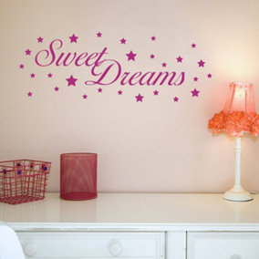 Sweet Dreams Wall Sticker in colour Pink