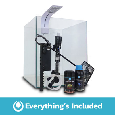 Swell 28cm Cube Aquarium Kit - 25L Tropical LED Fish Tank Starter Set ...