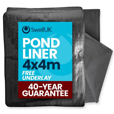 Swell 4x4m 40 Year Guarantee Pond Liner with Free Underlay for garden, fish and koi ponds