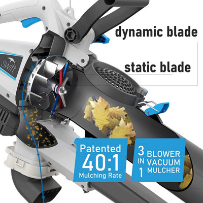 swift 3 in 1 Cordless Leaf Blower Vacuum and Mulcher, 2 x Batteries & 1 x Charger Included