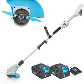 swift 40V 25cm Cordless Grass Strimmer-Including 6 Spare Blades, Dual 2.0Ah Battery and Charger