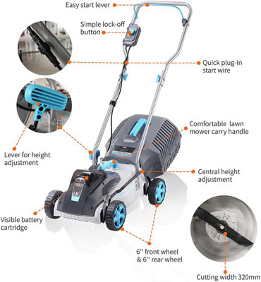 Swift 40V 32Cm Cordless Compact Battery Lawn Mower Kit Include