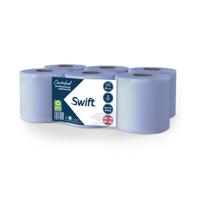 Swift Centrefeed SW102 Professional Embossed Blue Roll 2ply Recycled 6 ...