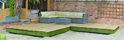 Swift Deck - Self-assembly Garden Decking Kit - 4.75 x 4.7m Corner - includes height adjustable foundations
