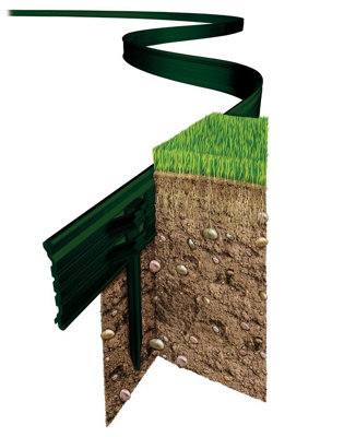 Swift Edge Garden Edging - Lawns, Borders, Pathways, Plots, Flowerbeds, Landscaping - Aluminium 100mm tall - 12m pack - Green