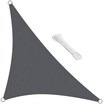 swift Sun Shade Sail 3.5x3.5x4.9m Right Angle Triangle HDPE Breathable 98% UV Block Garden Patio Outdoor Awning Canopy, Anthracite