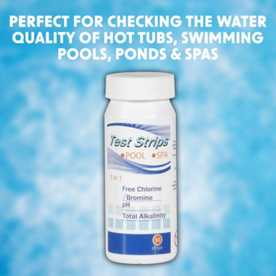 Swimming Pool & Hot Tub Chlorine PH & Alkaline Test Strips 3 In 1 Water Quality