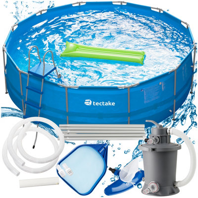 Swimming Pool Merina - round with filter pump, steel frame, 450 x 122 cm - blue