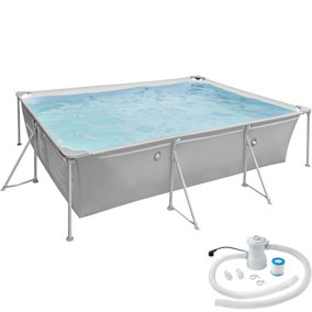 Swimming pool rectangular with pump 300 x 207 x 70 cm - grey