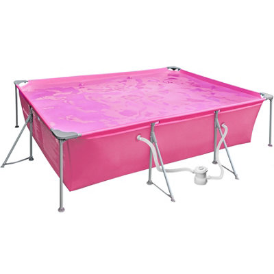 Swimming pool rectangular with pump 300 x 207 x 70 cm - pink