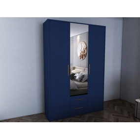 swindon Blue 3 door 2 drawer Wardrobe 135cm