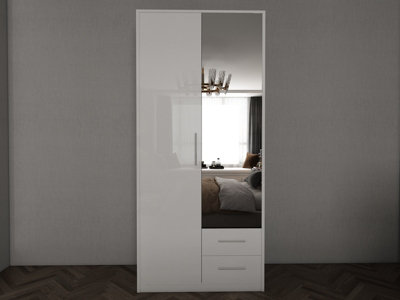 swindon Gloss white 2 door 2 drawer Wardrobe