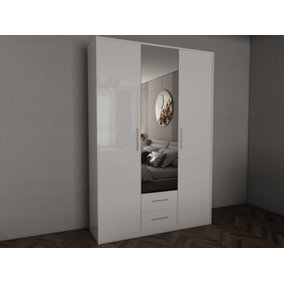 swindon Gloss white 3 door 2 drawer Wardrobe 120cm
