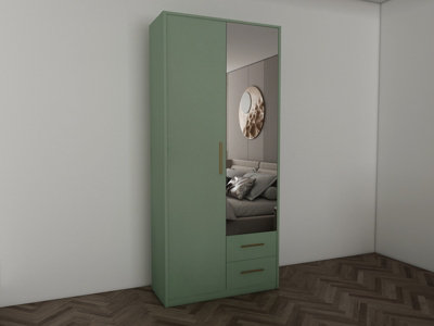 swindon Green 2 door 2 drawer Wardrobe