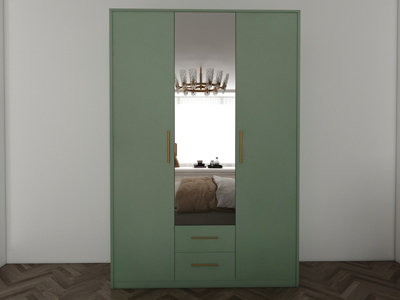 swindon Green 3 door 2 drawer Wardrobe 120cm