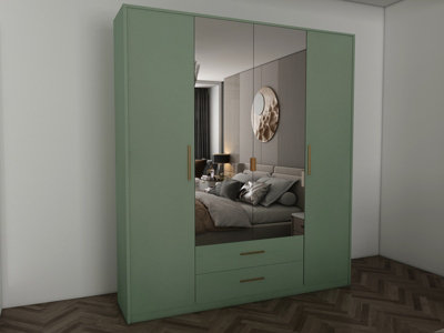 swindon Green 4 door 2 drawer Wardrobe