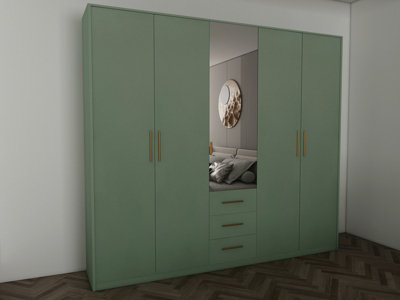 swindon Green 5 door 3 drawer Wardrobe