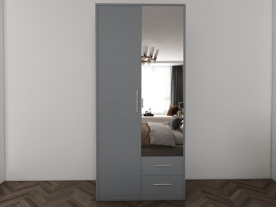 swindon Grey 2 door 2 drawer Wardrobe