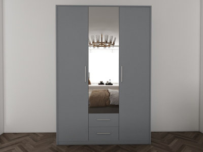 swindon Grey 3 door 2 drawer Wardrobe 120cm