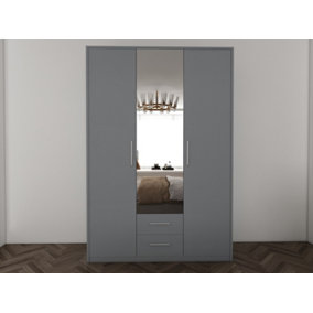 swindon Grey 3 door 2 drawer Wardrobe 120cm